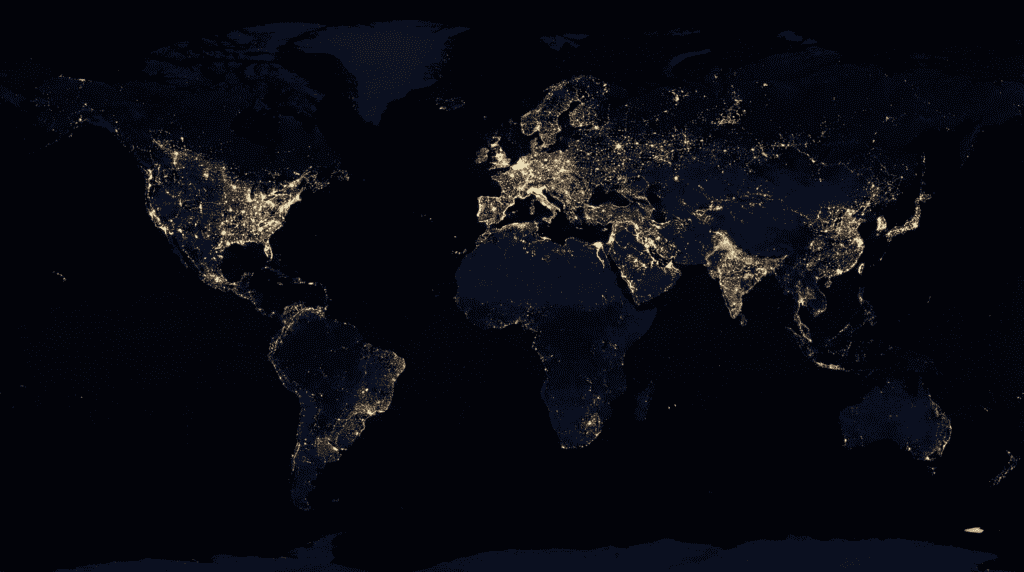 Earth if the sun went out for 24 hours showing global darkness