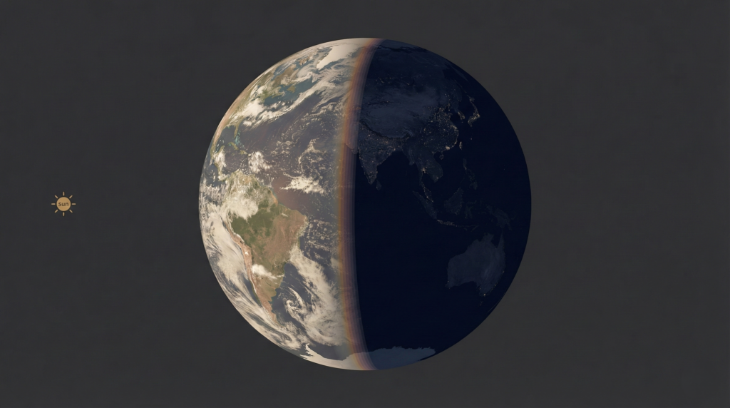 Earth with permanent day side and night side due to lack of rotation.